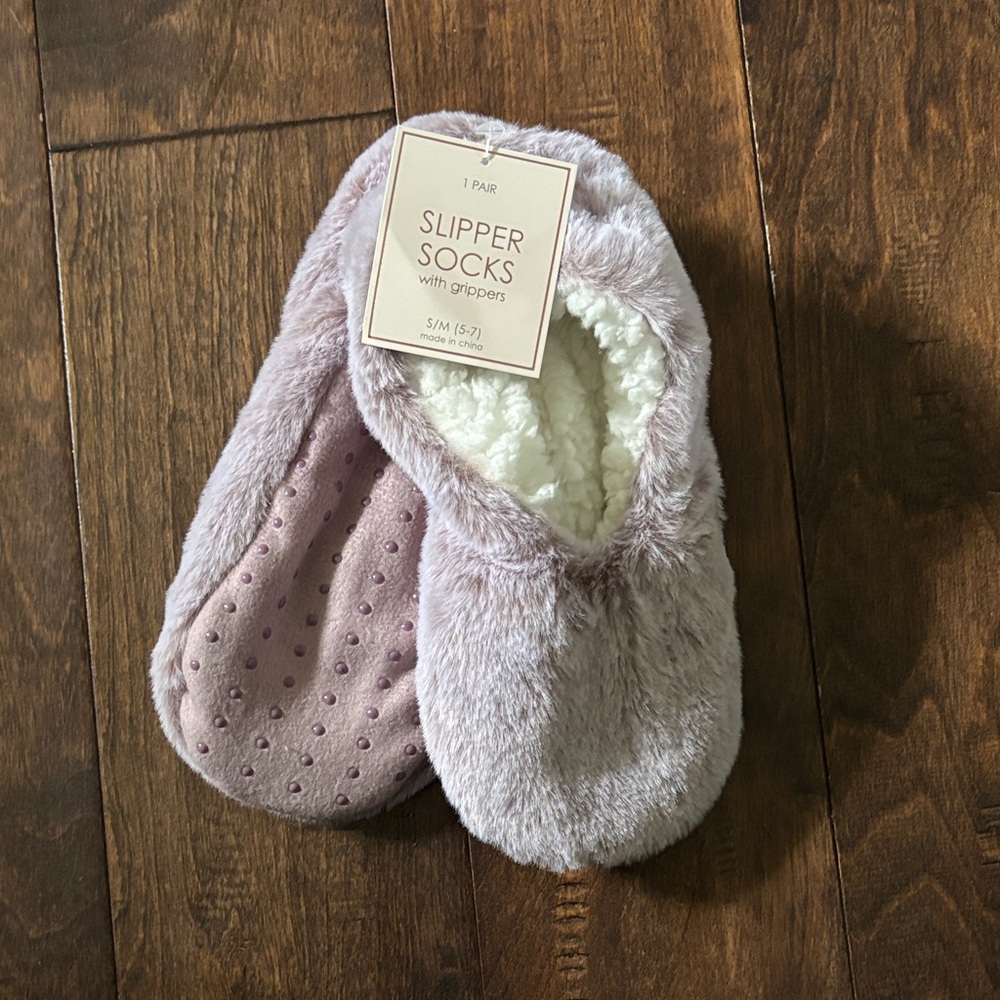Cozy Pink Slipper Socks with Grippers